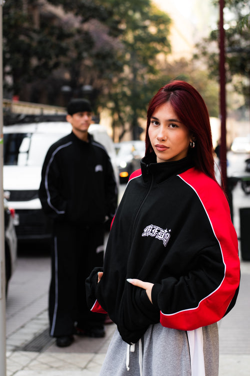 FULL ZIP JACKET BLACK-SIDE RED